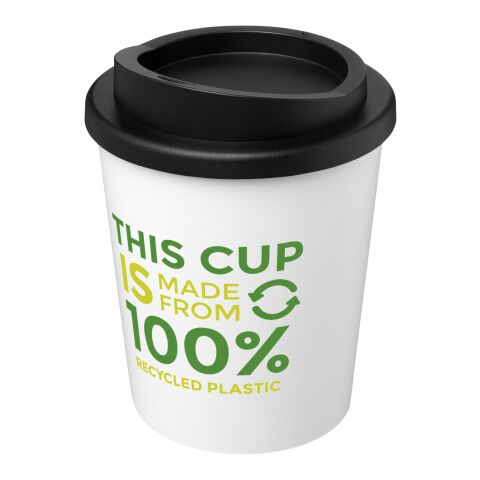 Americano® Espresso 250 ml recycelter Isolierbecher weiss-schwarz | 1-farbiger Siebdruck | rundum | 228 mm x 50 mm
