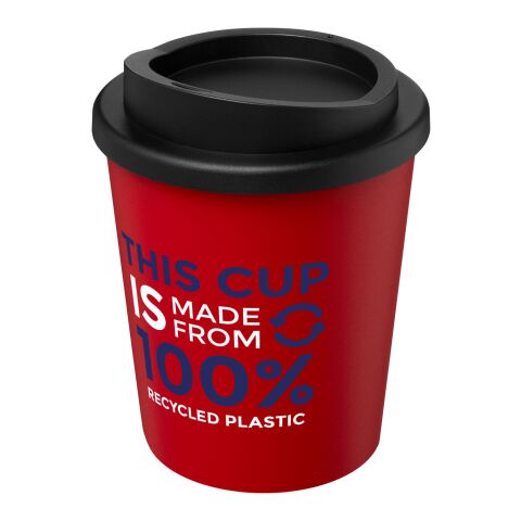 Nachhaltiger Werbeartikel Americano Espresso 250 ml recycelter Isolierbecher – rot-schwarz – mit Logo bedruckt