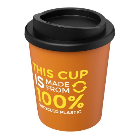 Nachhaltiger Werbeartikel Americano Espresso 250 ml recycelter Isolierbecher – orange-schwarz – mit Logo bedruckt
