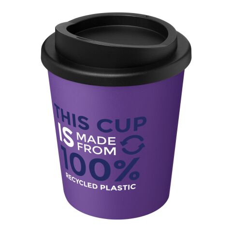 Nachhaltiger Werbeartikel Americano Espresso 250 ml recycelter Isolierbecher – lila-schwarz – mit Logo bedruckt