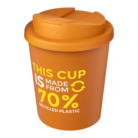 Nachhaltiger Werbeartikel Americano Espresso Eco 250 ml recycelter Isolierbecher mit auslaufsicherem Deckel – orange – mit Logo bedruckt