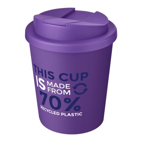 Nachhaltiger Werbeartikel Americano Espresso Eco 250 ml recycelter Isolierbecher mit auslaufsicherem Deckel – lila – mit Logo bedruckt