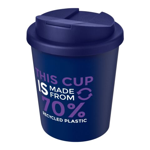 Nachhaltiger Werbeartikel Americano Espresso Eco 250 ml recycelter Isolierbecher mit auslaufsicherem Deckel – blau – mit Logo bedruckt