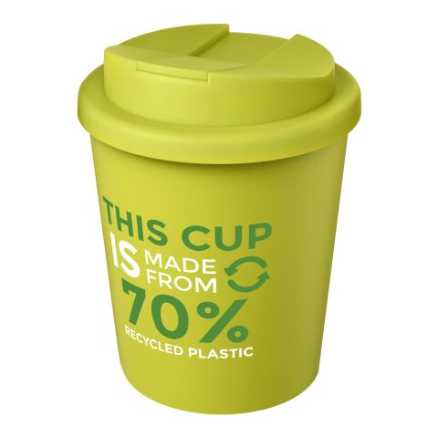 Nachhaltiger Werbeartikel Americano Espresso Eco 250 ml recycelter Isolierbecher mit auslaufsicherem Deckel – limone – mit Logo bedruckt