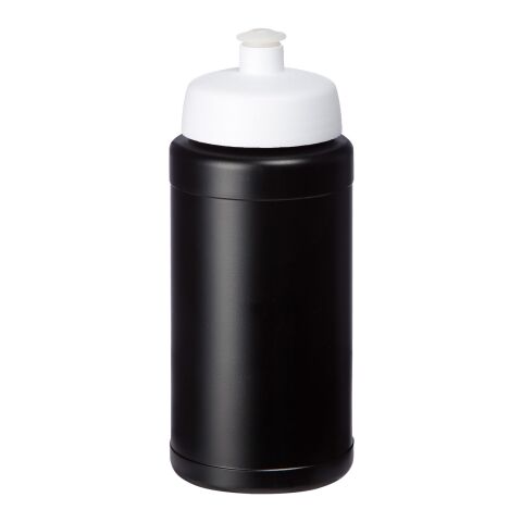 Sport-Werbemittel Sportflasche Baseline Plus Renew – schwarz-weiss – mit Logo bedruckt 500 ml aus bio-basiertem Kunststoff nachhaltig