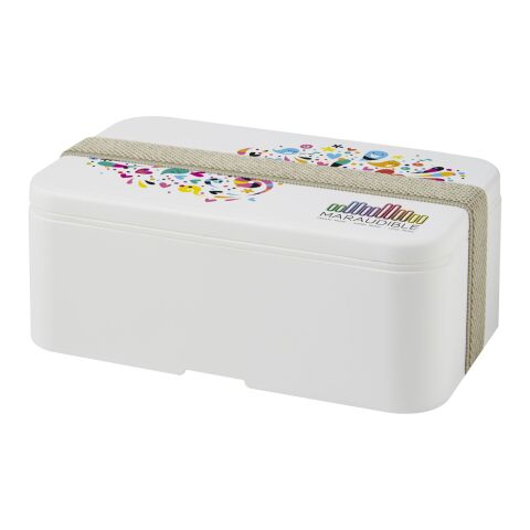 Nachhaltiger Werbeartikel MIYO Lunchbox – weiß-kieselgrau – mit Logo bedruckt