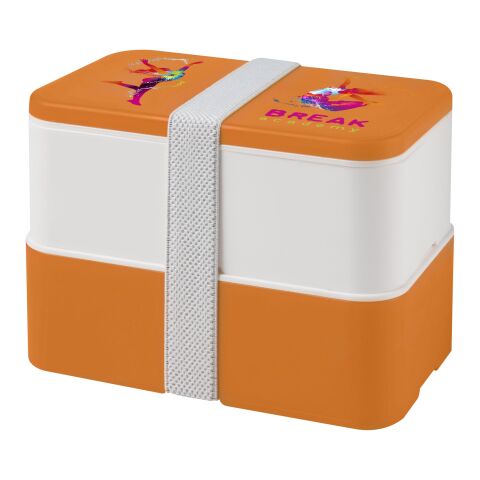 Werbemittel MIYO Doppel-Lunchbox – orange – mit Logo bedruckt nachhaltig 2x 700ml bpa-frei recycelbar für den Büroalltag