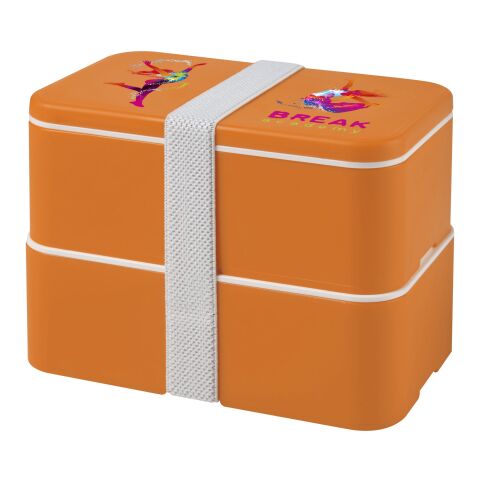 Werbemittel MIYO Doppel-Lunchbox – orange – mit Logo bedruckt nachhaltig 2x700ml bpa-frei mikrowellengeeignet recycelt