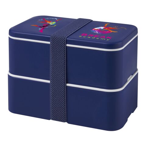 Werbemittel MIYO Doppel-Lunchbox – blau – mit Logo bedruckt nachhaltig 2x700ml bpa-frei mikrowellengeeignet recycelt