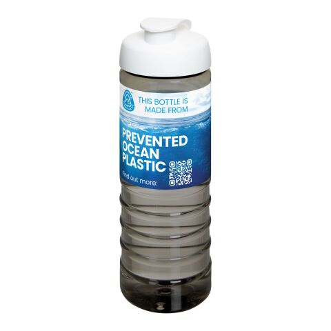 Nachhaltiger Werbeartikel H2O Active Eco Treble 750 ml Sportflasche mit Klappdeckel – kohle-weiss