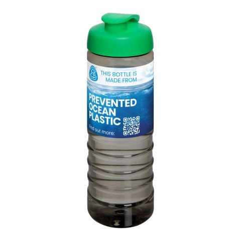 Nachhaltiger Werbeartikel H2O Active Eco Treble 750 ml Sportflasche mit Klappdeckel – kohle-grün – mit Logo bedruckt