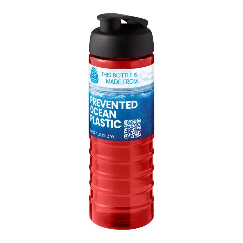 Nachhaltiger Werbeartikel H2O Active Eco Treble 750 ml Sportflasche mit Klappdeckel – rot-schwarz – mit Logo bedruckt