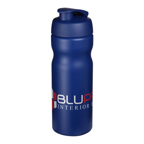 Werbeartikel Baseline Plus 650 ml Sportflasche einwandig mit auslaufsicherem Klappdeckel Made in UK – blau – mit Logo bedruckt