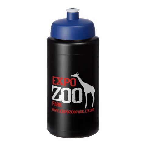 Sport-Werbemittel Sportflasche Baseline Plus grip – schwarz-blau – mit Logo bedruckt 500 ml auslaufsicher für Sportevents & Turniere