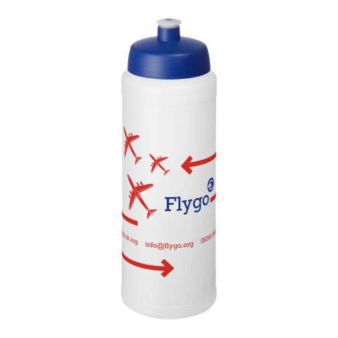 Werbeartikel Baseline® Plus 750 ml Flasche mit Sportdeckel – weiss-blau – mit Logo bedruckt