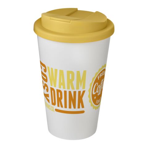 Werbeartikel Americano 350 ml Isolierbecher mit auslaufsicherem Schraubverschluss | transparent-gelb | mit Logo bedrucken