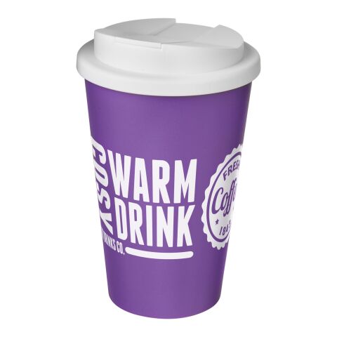 Werbeartikel Americano 350 ml Coffee-to-go Isolierbecher auslaufsicher mit Schraubverschluss Made in UK – lila-transparent – mit Logo bedruckt