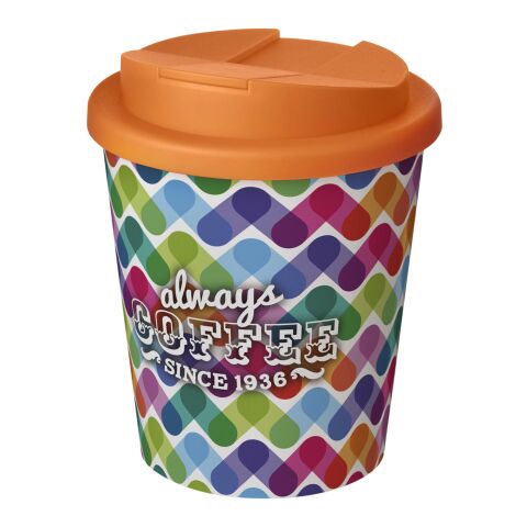 Nachhaltiger Werbeartikel Americano Espresso 250 ml Isolierbecher mit auslaufsicherem Schraubverschluss – transparent-orange