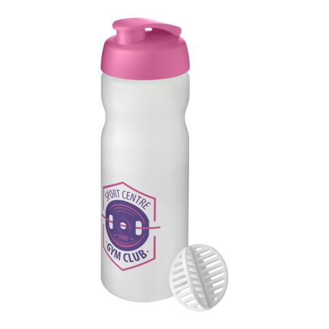 Werbeartikel Baseline Plus 650 ml Shakerflasche – magenta-klar mattiert – mit Logo bedruckt