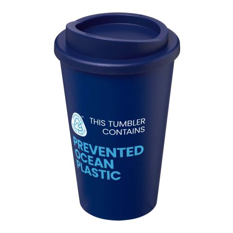 Werbeartikel Americano POP 350 ml Coffee-to-go Becher aus Ocean Plastic doppelwandig & spülmaschinenfest – blau – mit Logo bedruckt