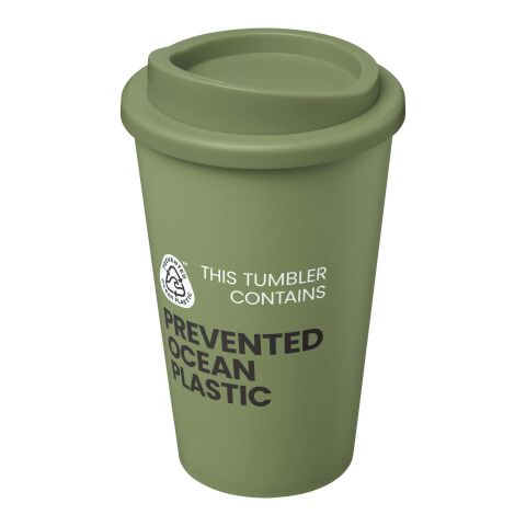 Werbeartikel Americano POP 350 ml Coffee-to-go Becher aus Ocean Plastic doppelwandig & spülmaschinenfest – heather grün – mit Logo bedruckt