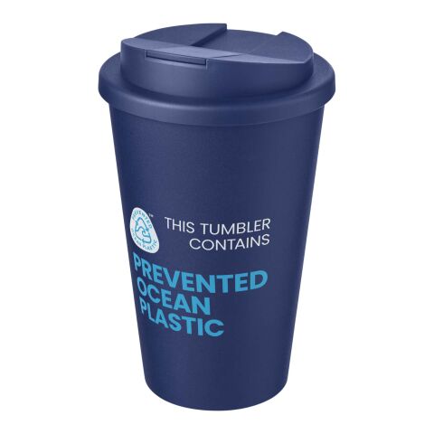 Werbeartikel Americano® POP 350 ml isolierter Trinkbecher mit auslaufsicherem Deckel – transparent blau – mit Logo bedruckt