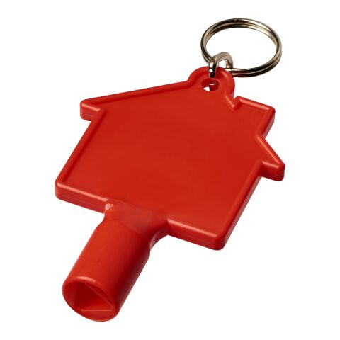 Maximilian Zählerkastenschlüssel in Hausform mit Schlüsselanhänger rot | ohne Werbeanbringung | Nicht verfügbar | Nicht verfügbar