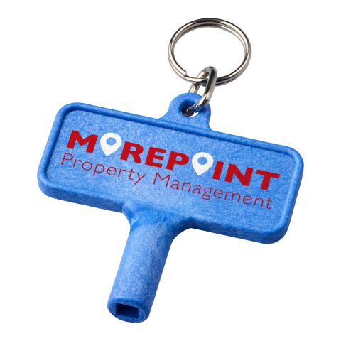 Werbeartikel Largo Kunststoff-Heizkörperschlüssel mit Schlüsselanhänger – blau – mit Logo bedruckt