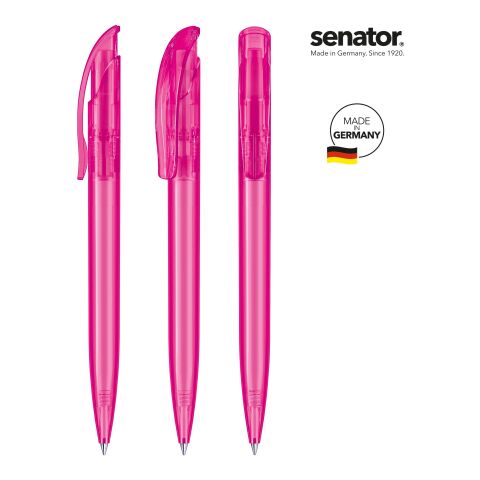 Werbeartikel senator Challenger Clear Druckkugelschreiber – pink – mit Logo bedruckt