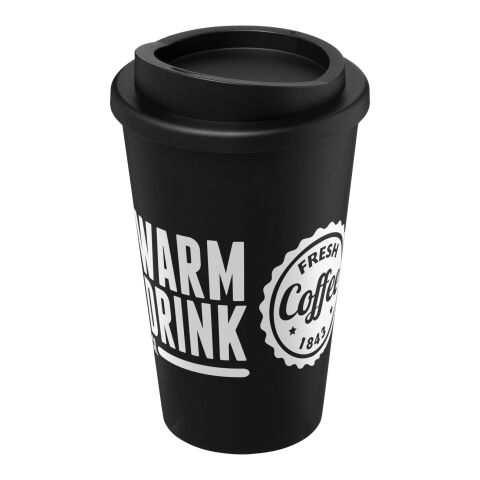 Werbeartikel 350 ml Americano Isolierbecher, doppelwandiger Coffee-to-go-Becher Made in UK – schwarz – mit Logo bedruckt
