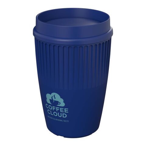 Werbeartikel Cirrus POP 350 ml Becher mit 360°-Deckel – transparent blau – mit Logo bedruckt