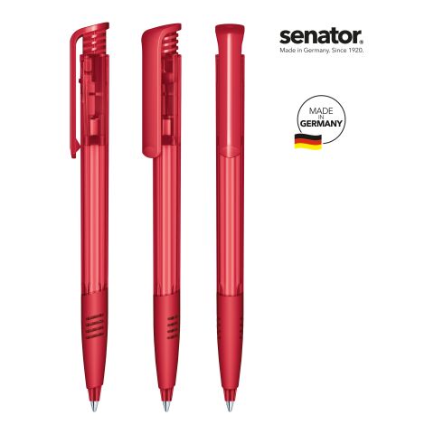 Werbeartikel Kugelschreiber senator Super Hit Clear – dunkelrot – mit Logo bedruckt Druckkugelschreiber für Messen & Events