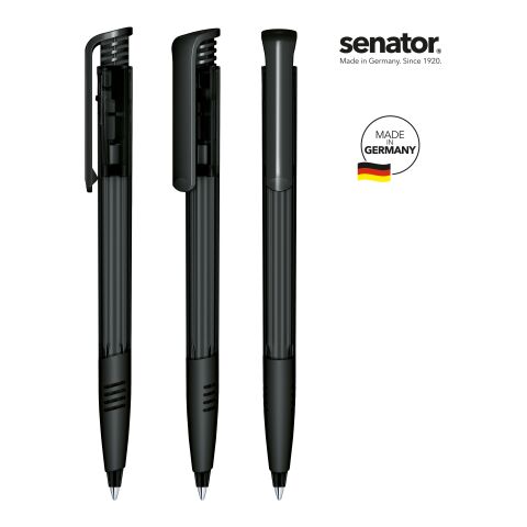 Werbeartikel senator Super Hit Clear Kugelschreiber – schwarz – mit Logo bedruckt als Druckkugelschreiber für Messen & Events