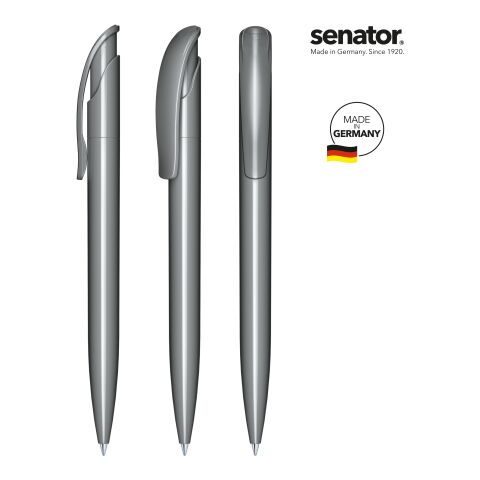Firmengeschenk senator Challenger – anthrazit – mit Logo bedruckt Marken-Kugelschreiber als Druckkugelschreiber mit Großraummine blau