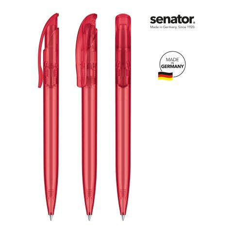 Werbeartikel senator Challenger Frosted – dunkelrot – mit Logo bedruckt Druckkugelschreiber mit Qualitäts-Großraummine für Messen