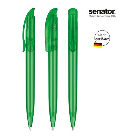 Werbeartikel Kugelschreiber senator Challenger – grün – mit Logo bedruckt Druckkugelschreiber mit Qualitäts-Großraummine für Messen