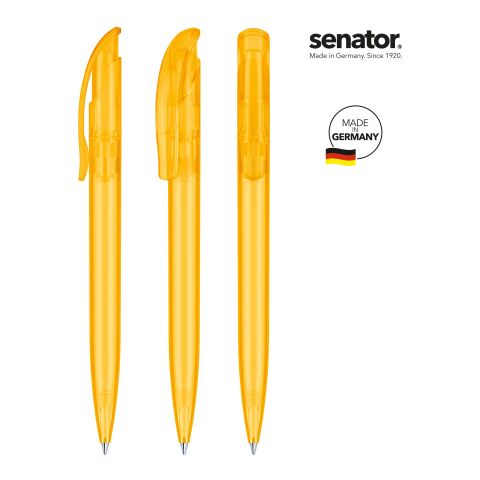 Werbeartikel Kugelschreiber senator Challenger Frosted – gelb – mit Logo bedruckt Druckkugelschreiber mit Qualitäts-Großraummine