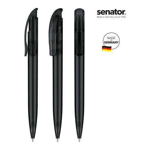 Werbeartikel senator Challenger Frosted Druckkugelschreiber – schwarz – mit Logo bedruckt