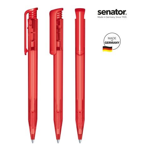 Streuartikel senator Super Hit Clear – rot – mit Logo bedruckt schwarz schreibend für den Büroalltag