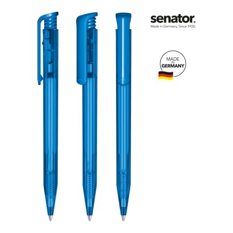 Werbeartikel senator Super Hit Clear – königsblau – mit Logo bedruckt Druckkugelschreiber für Messen & Events made in germany