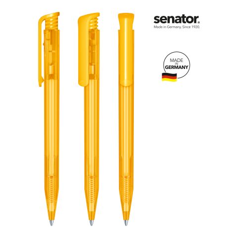 Streuartikel senator Super Hit Clear Druckkugelschreiber – gelb – mit Logo bedruckt schwarz schreibend für den Büroalltag