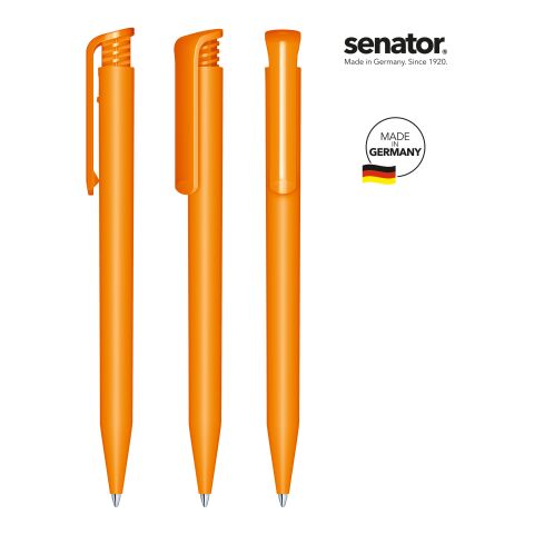 Werbeartikel Druckkugelschreiber senator Super Hit Matt – orange – mit Logo bedruckt, blau schreibend für den Büroalltag
