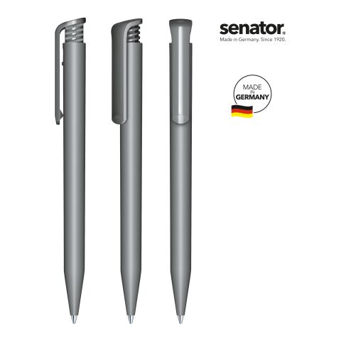 Werbeartikel Druckkugelschreiber senator Super Hit Matt – anthrazit – mit Logo bedruckt, blau schreibend für den Büroalltag