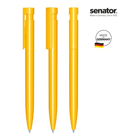 Werbemittel senator Liberty Polished – gelb – mit Logo bedruckt Druckkugelschreiber für Messen & Events blau- und schwarzschreibend