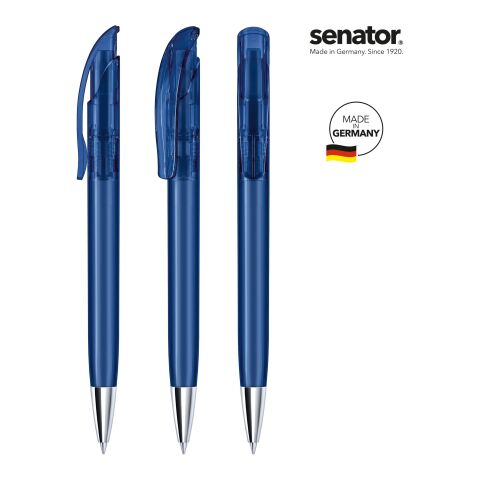 Werbeartikel senator Challenger – marineblau – mit Logo bedruckt Druckkugelschreiber mit Metallspitze für Messen & Events