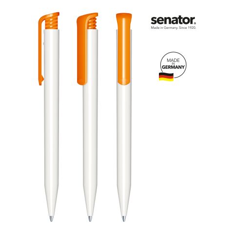Werbeartikel senator Super Hit Basic – weiß-orange – mit Logo bedruckt Kugelschreiber Druckkugelschreiber für Messen & Events