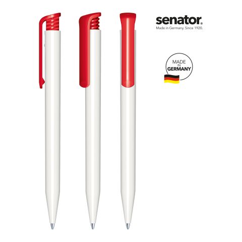 Werbeartikel senator Super Hit Polished Basic Druckkugelschreiber – weiß-rot – mit Logo bedruckt