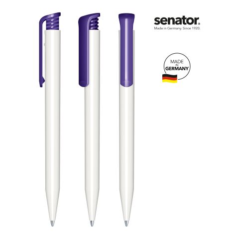 Werbeartikel senator Super Hit Polished Basic Druckkugelschreiber – weiß-violett – mit Logo bedruckt