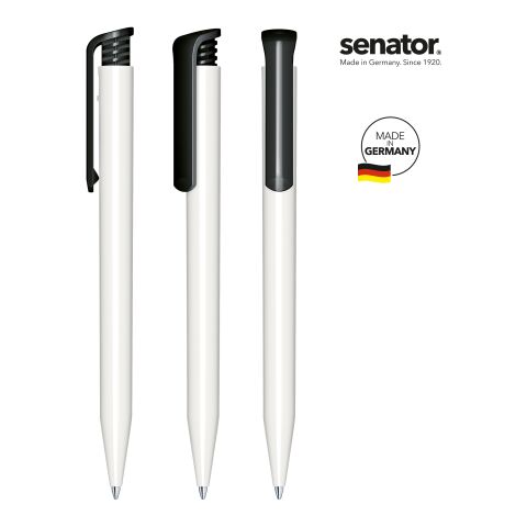 Werbeartikel senator Super Hit Polished Basic Druckkugelschreiber – weiß-schwarz – mit Logo bedruckt