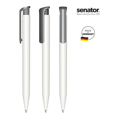 Werbeartikel senator Super Hit Polished Basic Druckkugelschreiber – weiß-anthrazit – mit Logo bedruckt
